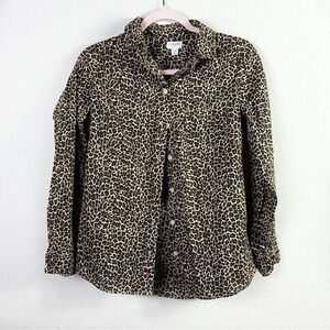 J. Crew Button down Poplin Shirt - Leopard / Cheetah/ Animal Print size XS